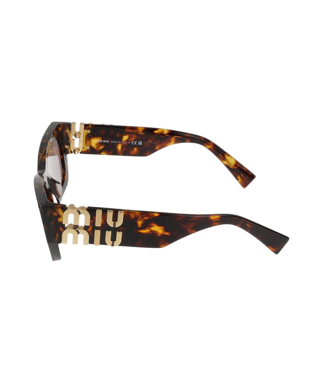 MIU MIU Коричневые пластиковые солнцезащитные очки, фото 3