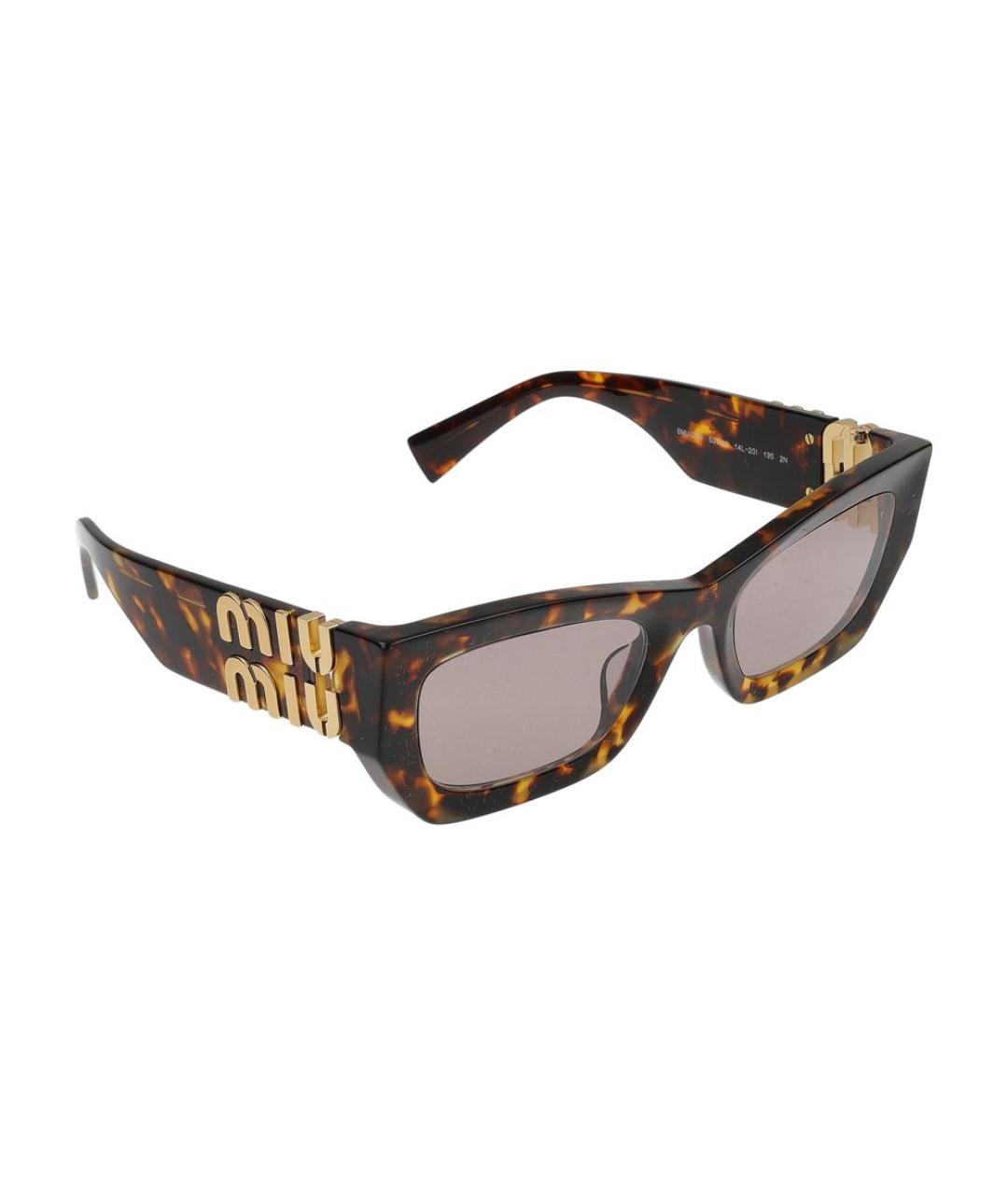 MIU MIU Коричневые пластиковые солнцезащитные очки, фото 4