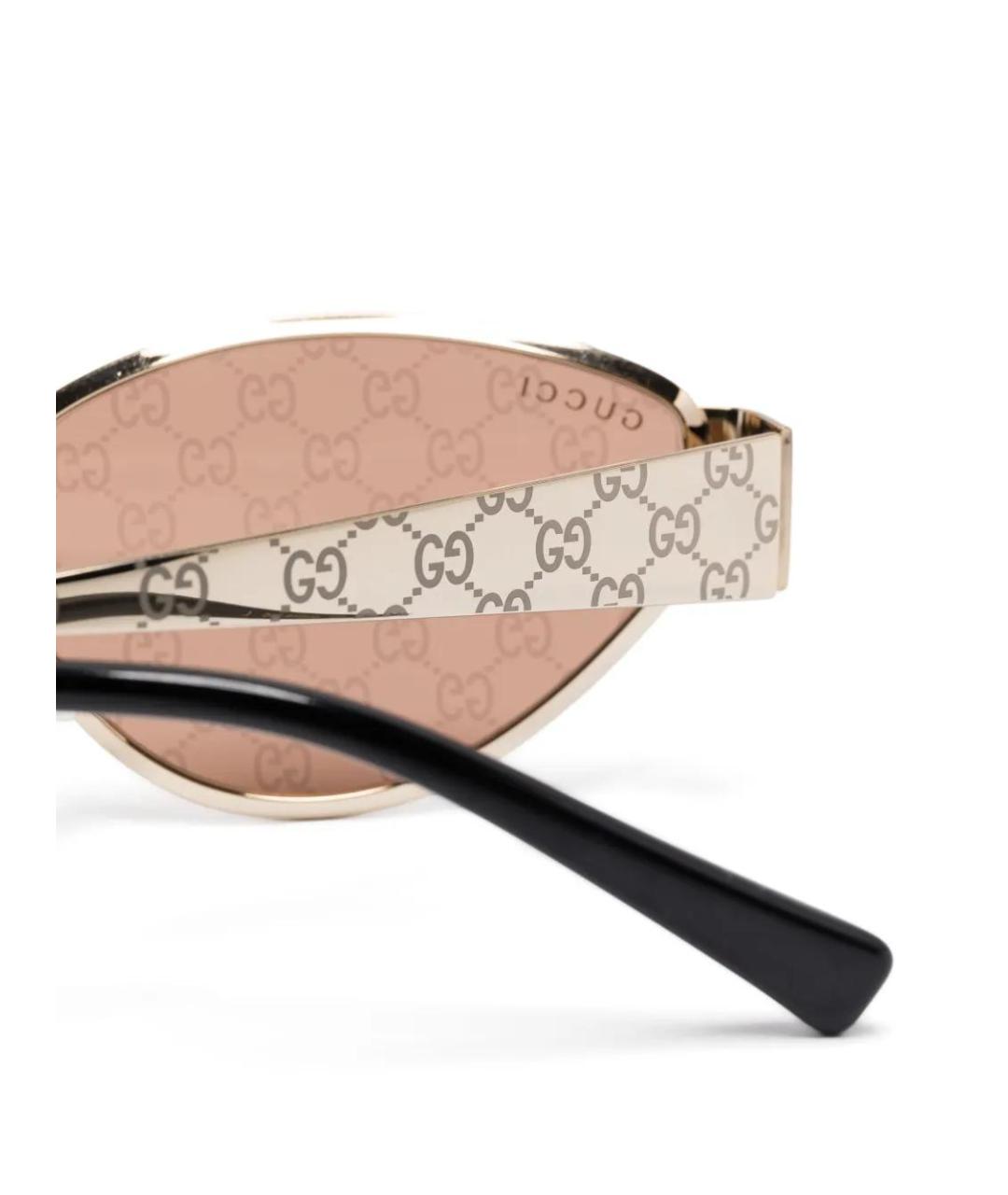 GUCCI Золотые металлические солнцезащитные очки, фото 5
