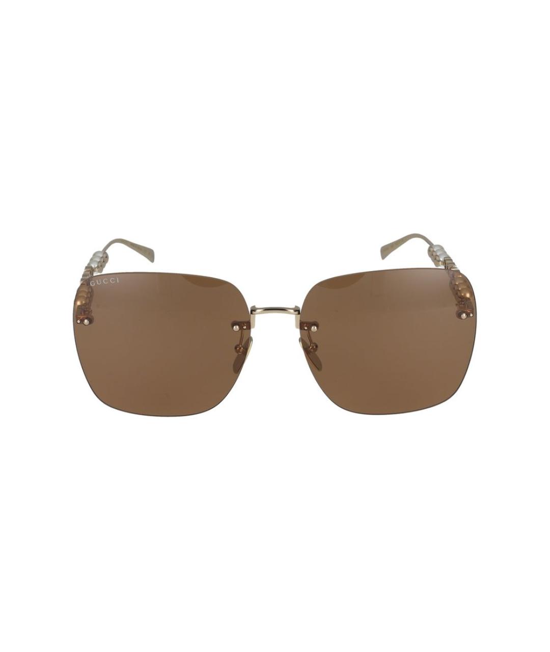 GUCCI Коричневые металлические солнцезащитные очки, фото 1