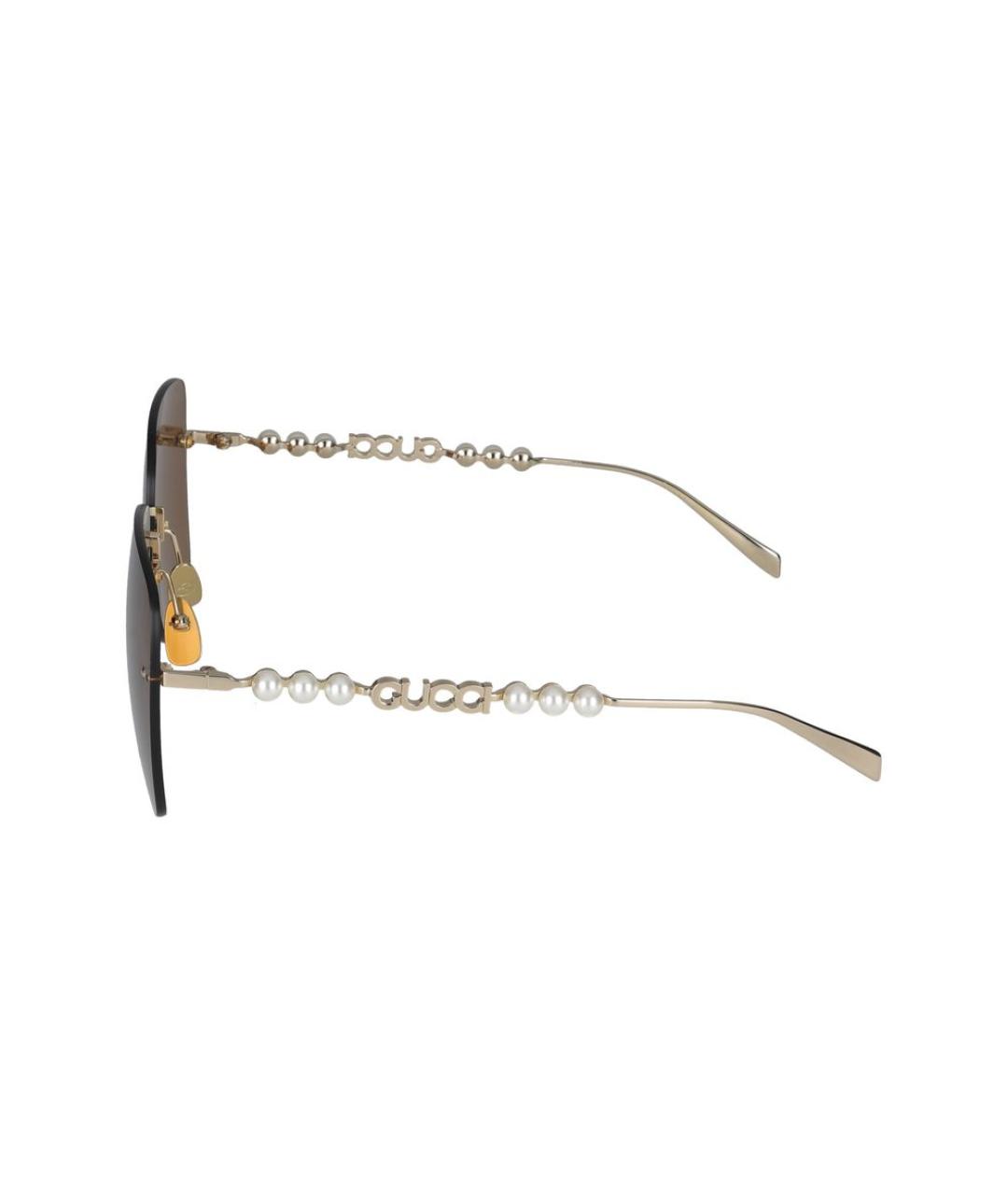 GUCCI Коричневые металлические солнцезащитные очки, фото 5