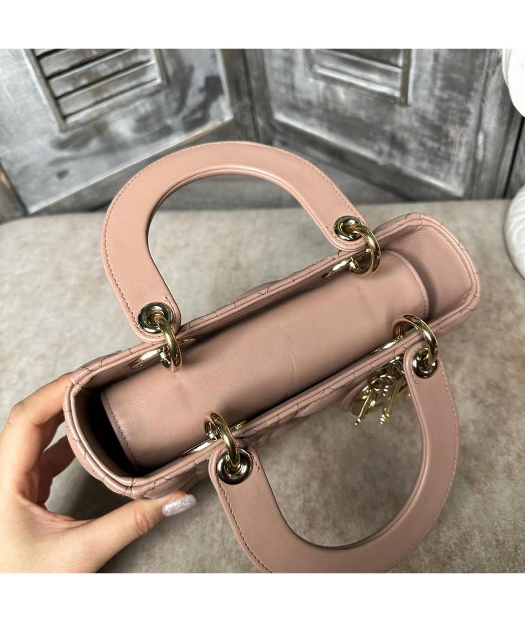 CHRISTIAN DIOR Розовая кожаная сумка с короткими ручками, фото 8