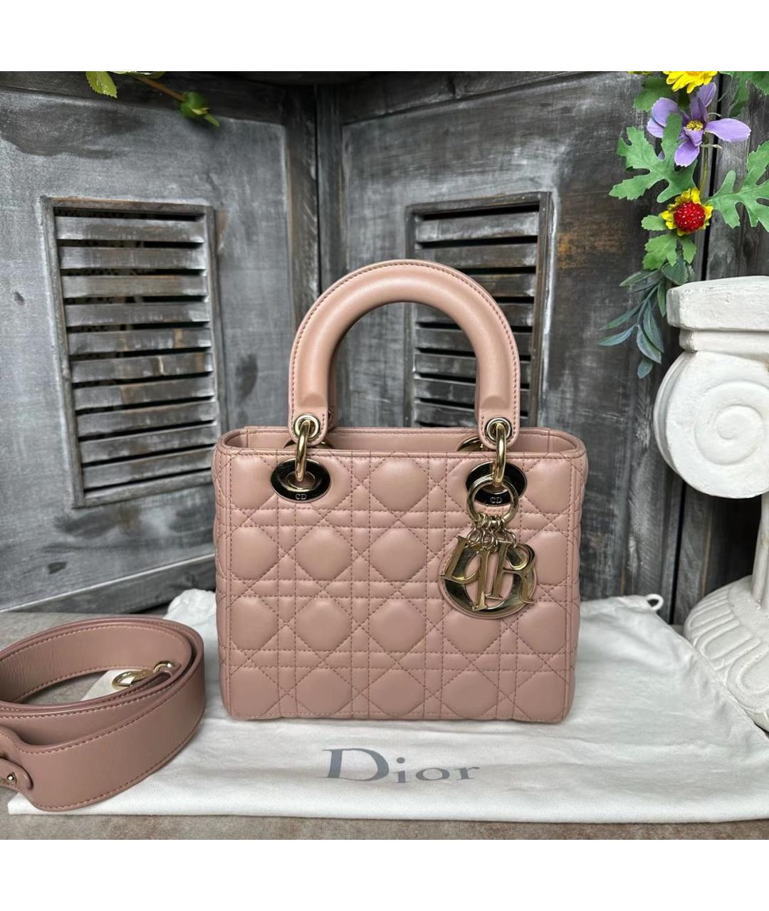 CHRISTIAN DIOR Розовая кожаная сумка с короткими ручками, фото 9