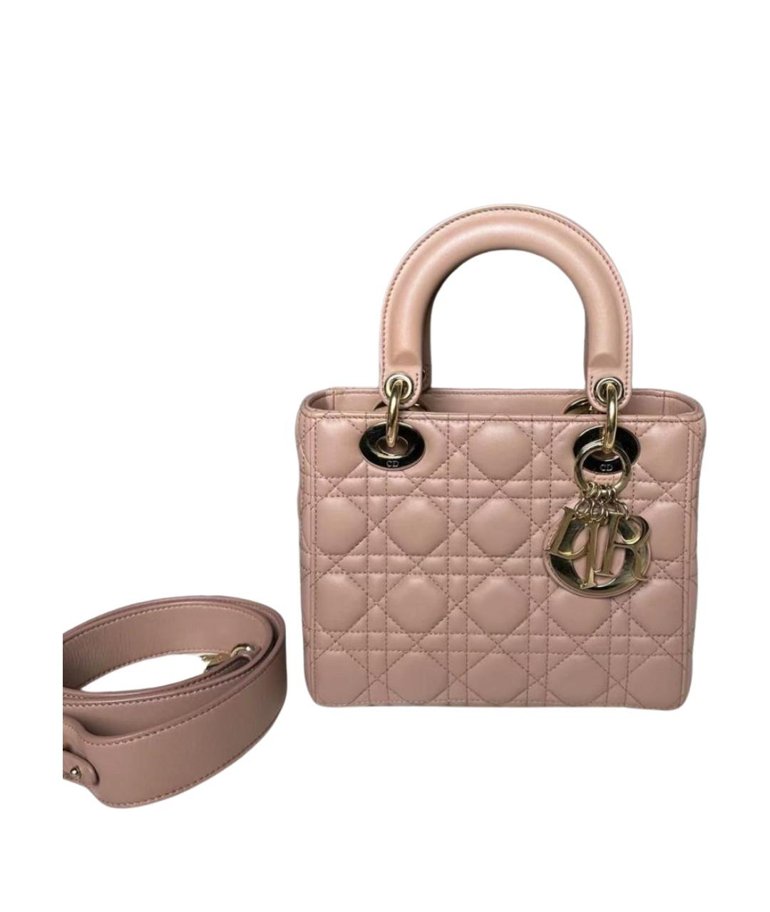 CHRISTIAN DIOR Розовая кожаная сумка с короткими ручками, фото 1