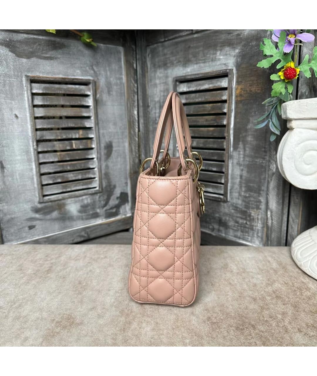 CHRISTIAN DIOR Розовая кожаная сумка с короткими ручками, фото 7