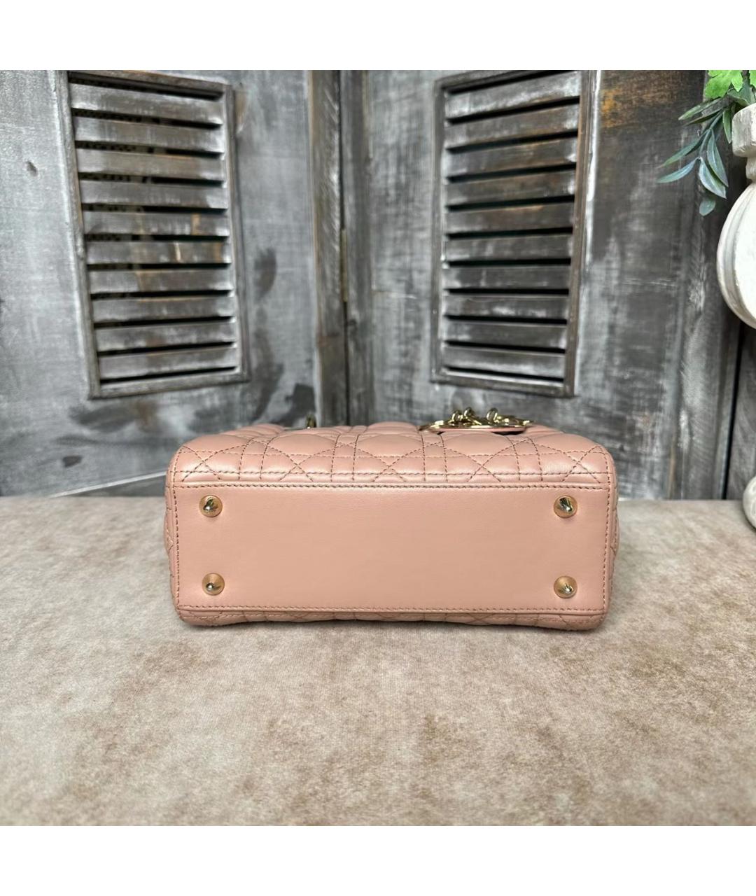 CHRISTIAN DIOR Розовая кожаная сумка с короткими ручками, фото 6