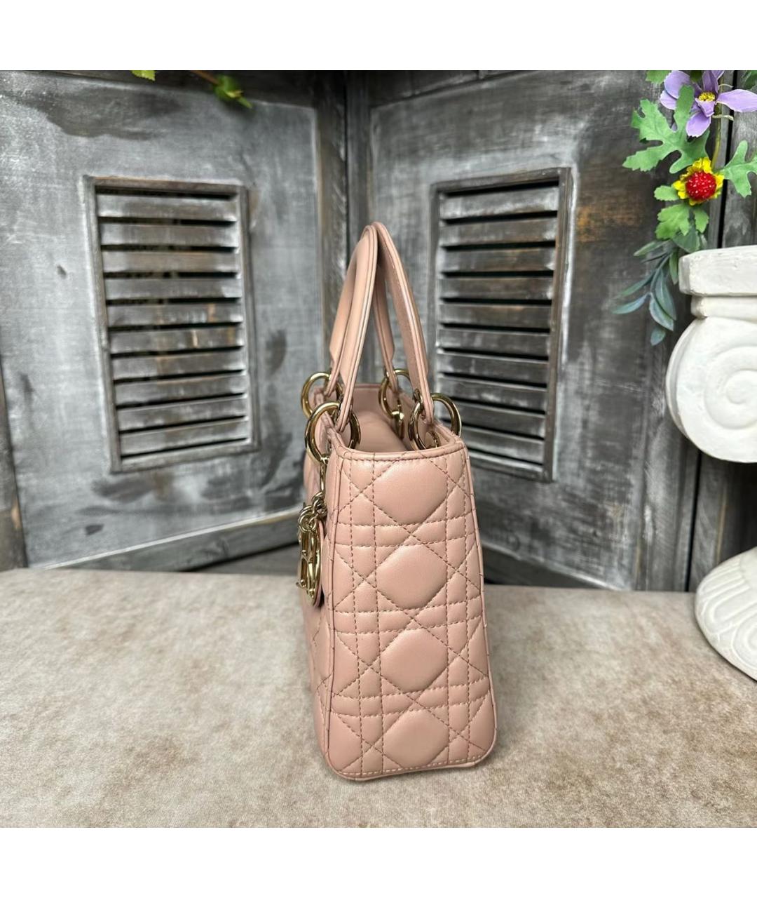 CHRISTIAN DIOR Розовая кожаная сумка с короткими ручками, фото 4