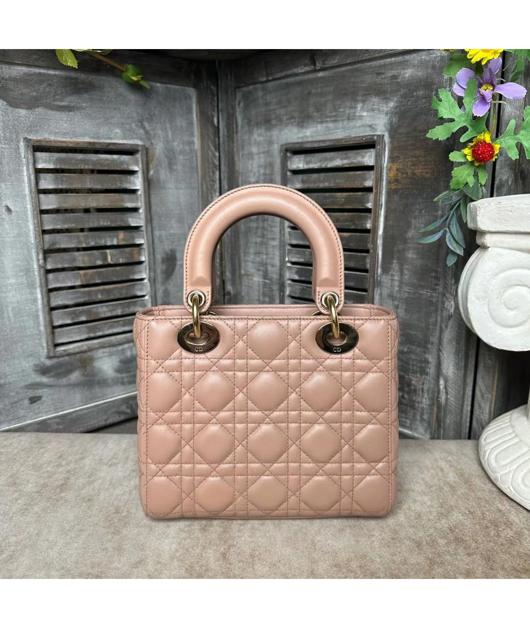 CHRISTIAN DIOR Розовая кожаная сумка с короткими ручками, фото 2