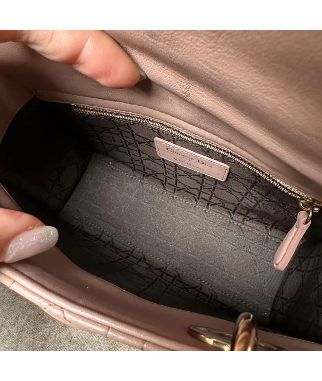 CHRISTIAN DIOR Розовая кожаная сумка с короткими ручками, фото 3