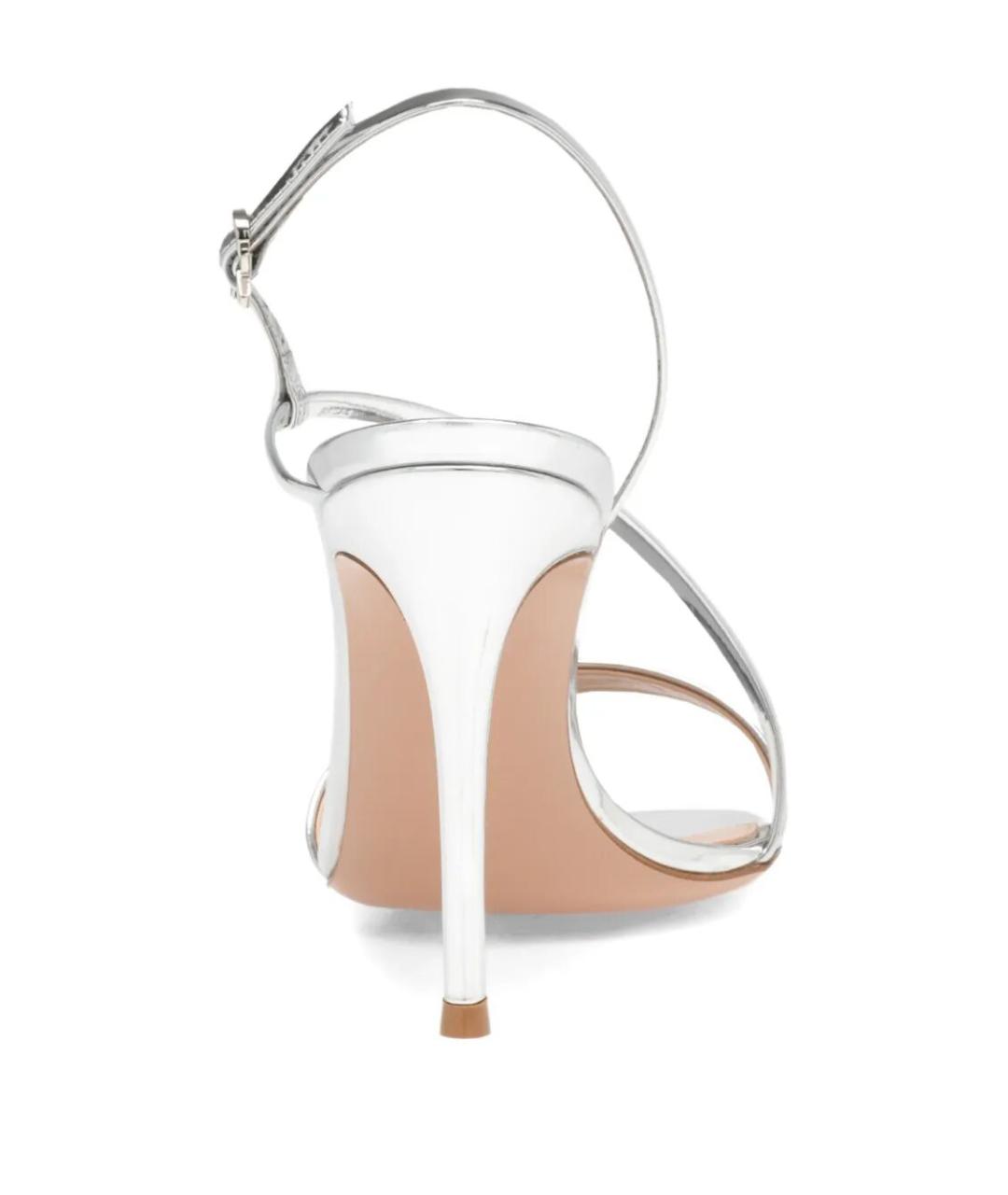 GIANVITO ROSSI Серебряные кожаные босоножки, фото 2