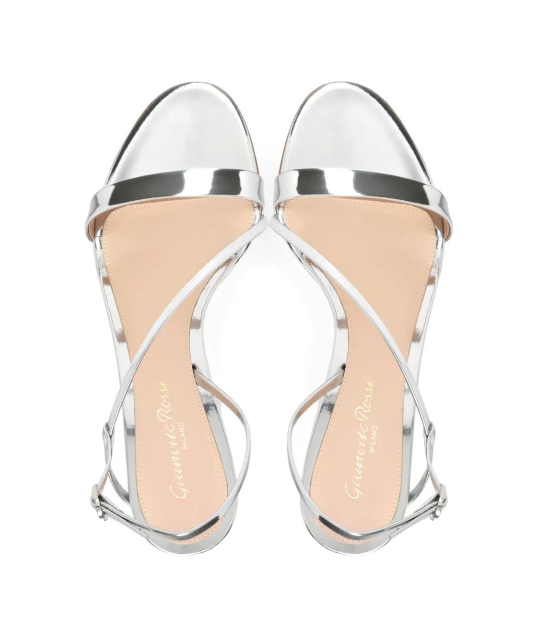 GIANVITO ROSSI Серебряные кожаные босоножки, фото 3