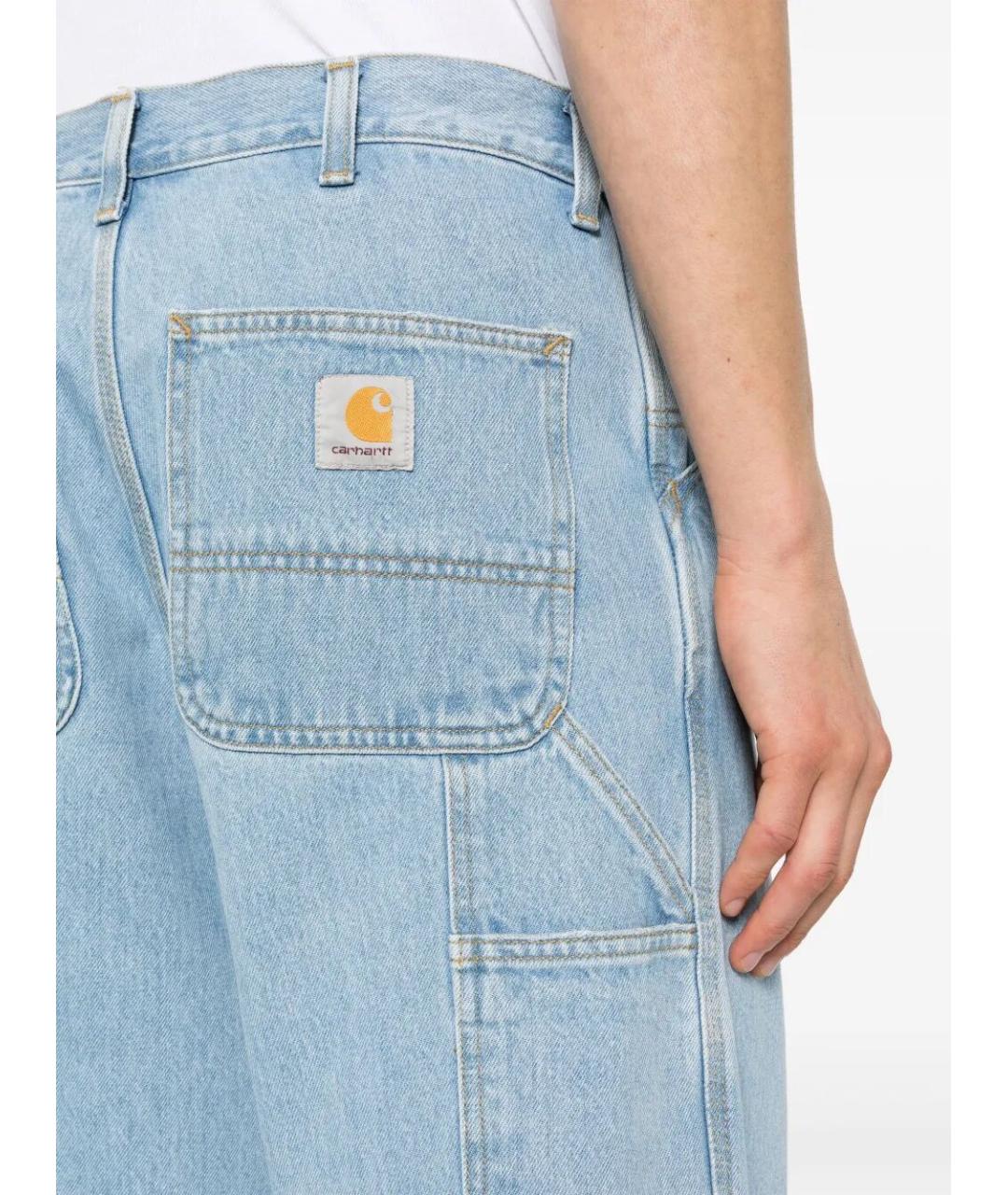 CARHARTT WIP Голубые хлопковые прямые джинсы, фото 3