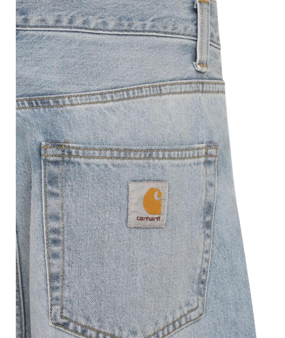 CARHARTT WIP Голубые хлопковые прямые джинсы, фото 2