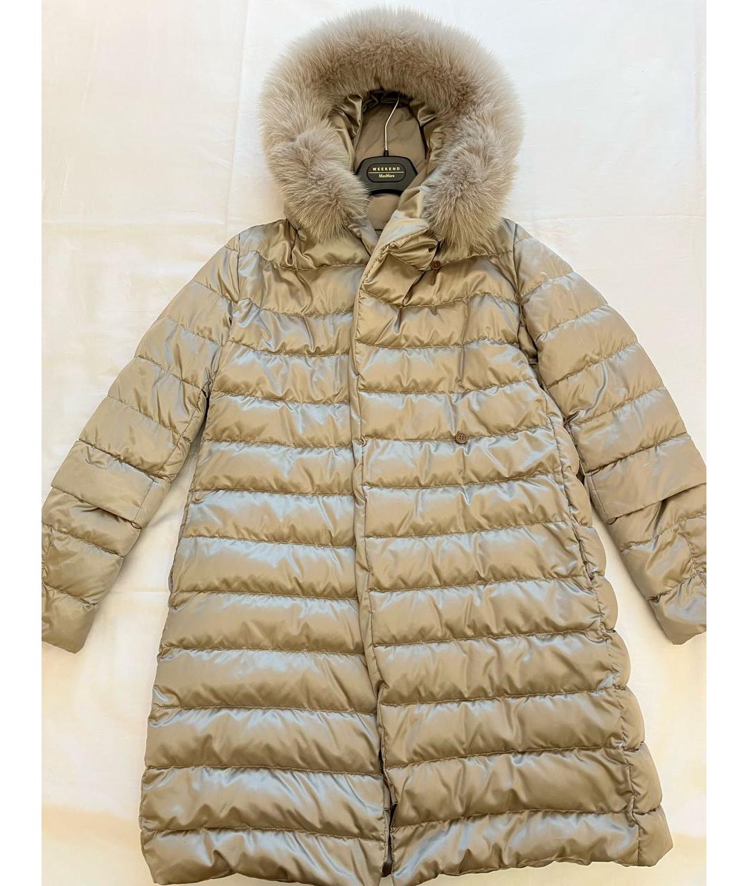 'S MAX MARA Бежевый полиэстеровый пуховик, фото 4