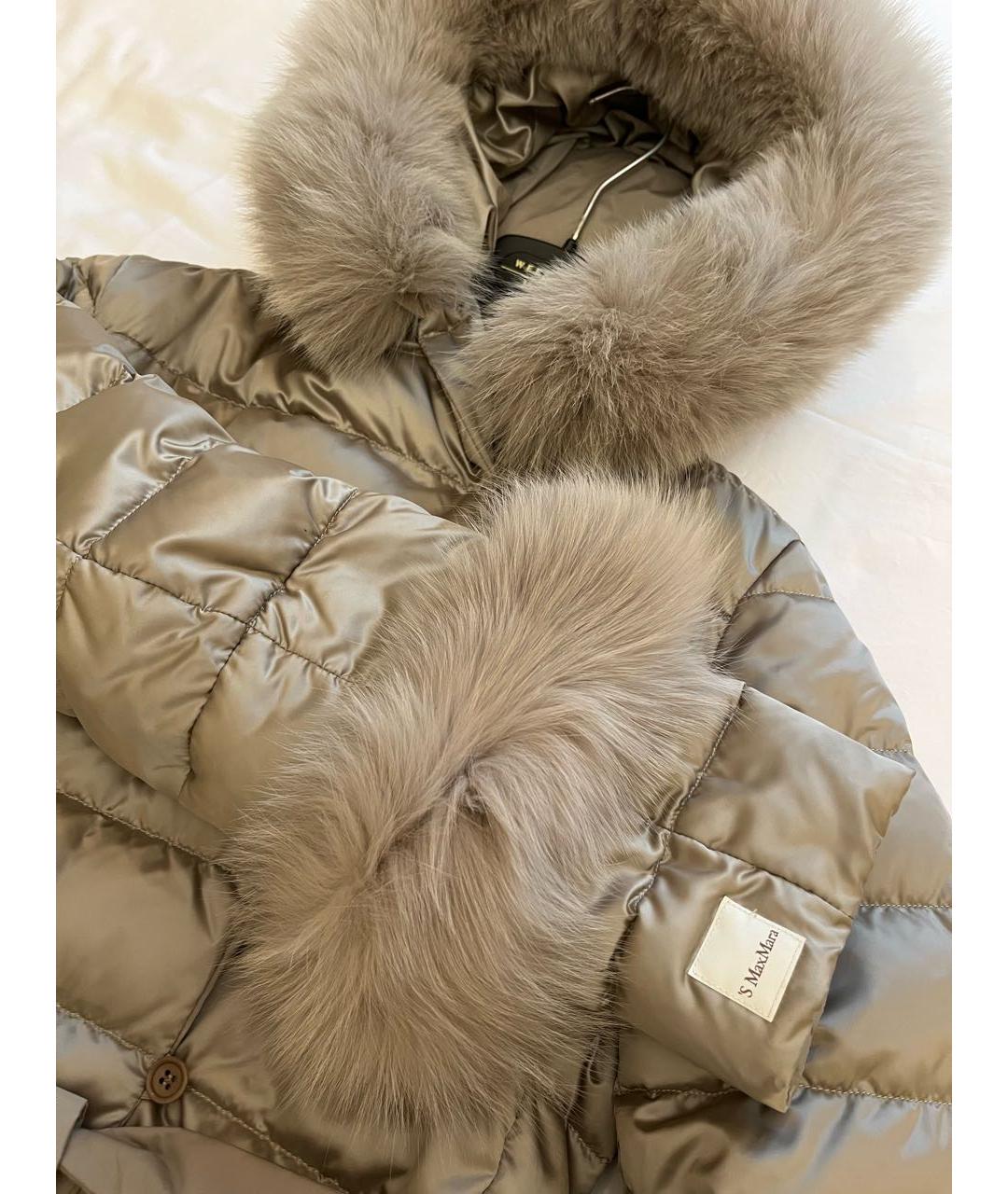 'S MAX MARA Бежевый полиэстеровый пуховик, фото 2