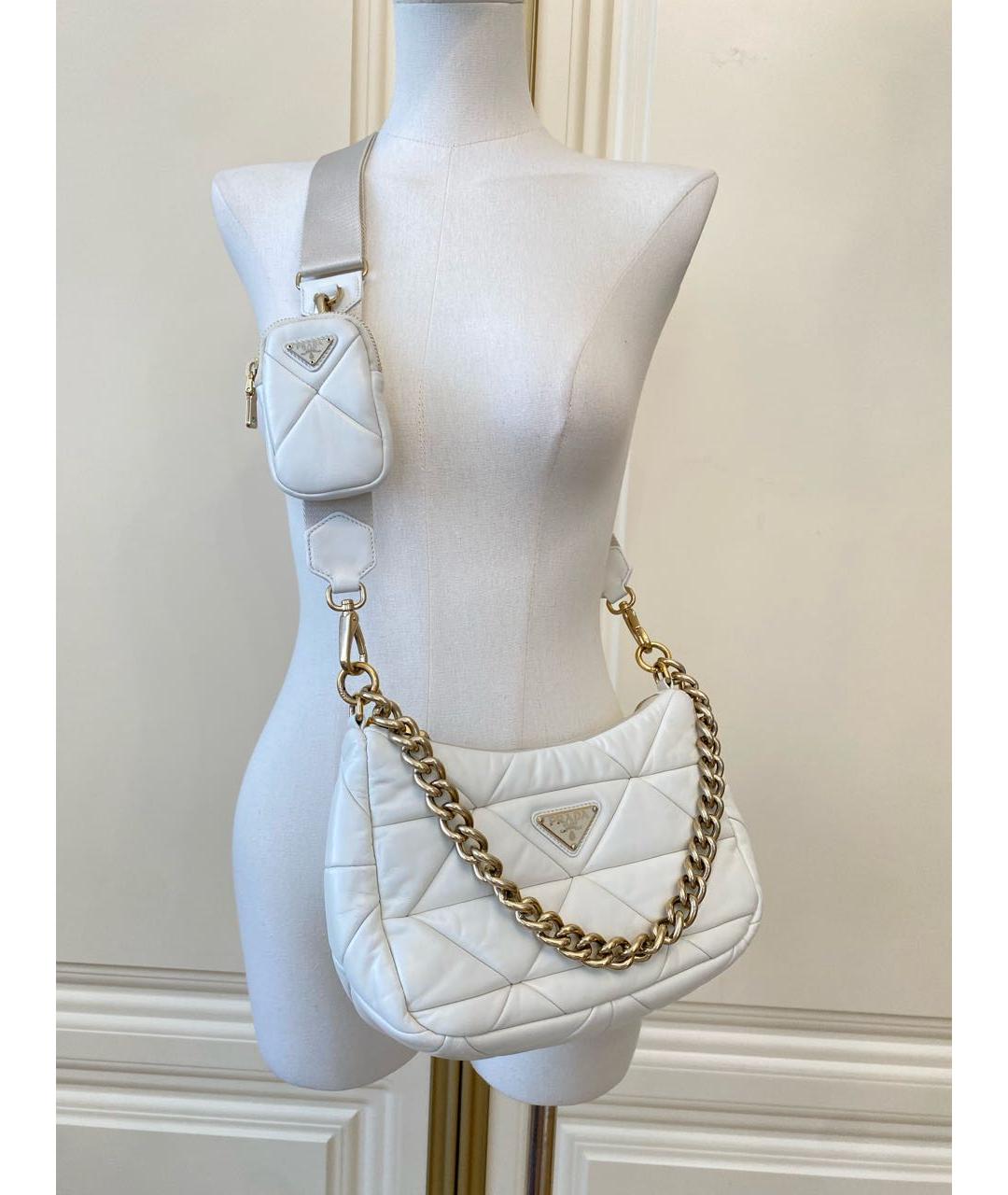 PRADA Белая кожаная сумка через плечо, фото 2