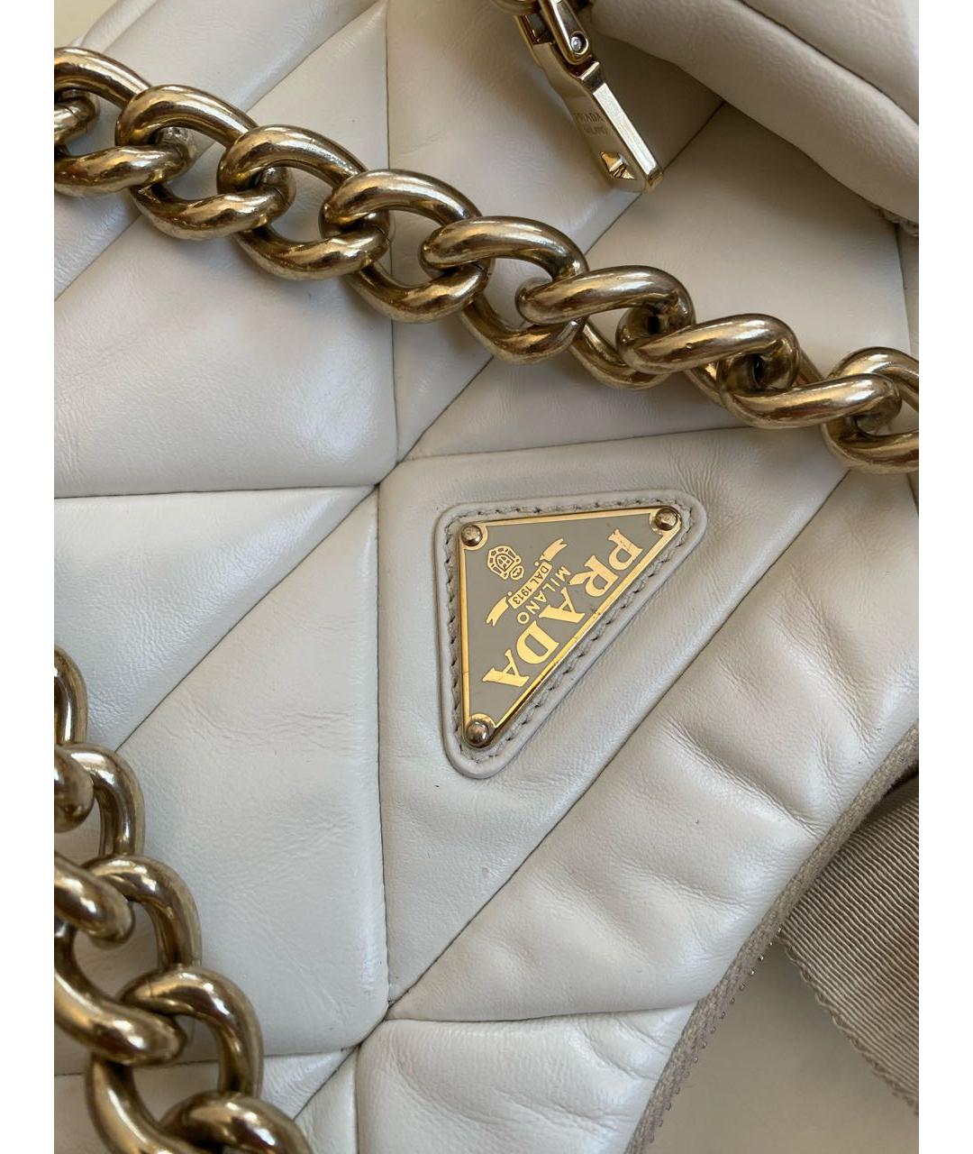 PRADA Белая кожаная сумка через плечо, фото 6