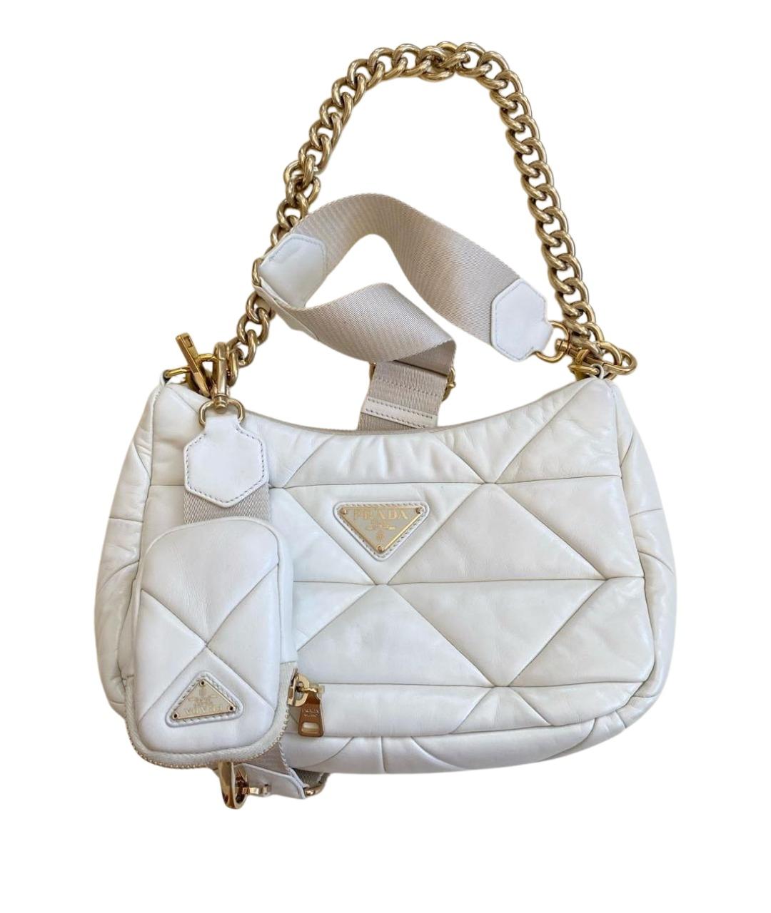 PRADA Белая кожаная сумка через плечо, фото 1