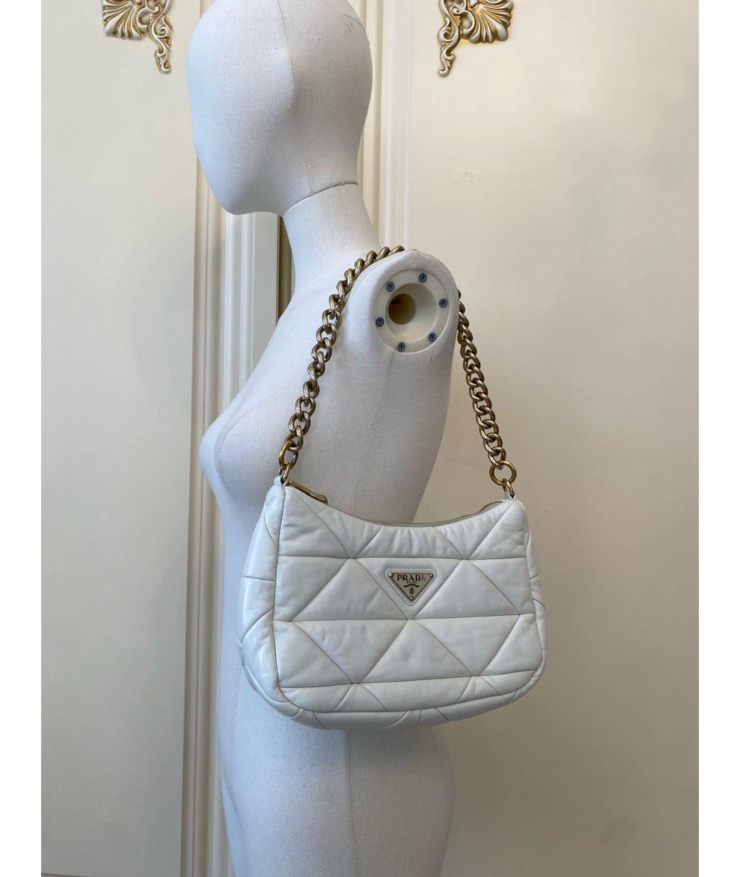 PRADA Белая кожаная сумка через плечо, фото 3