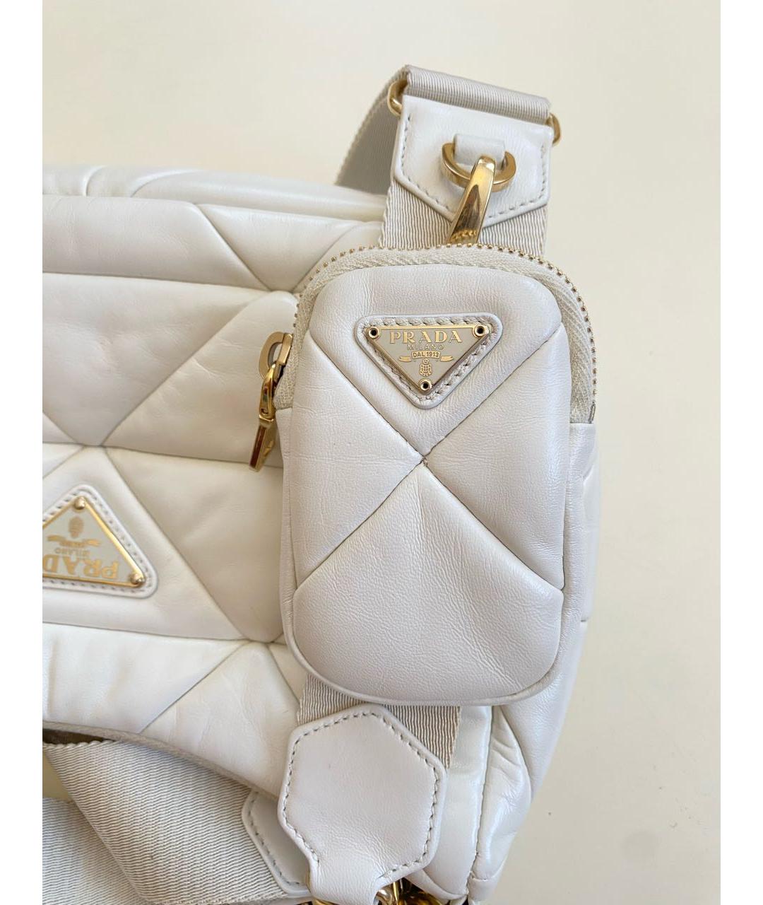 PRADA Белая кожаная сумка через плечо, фото 4