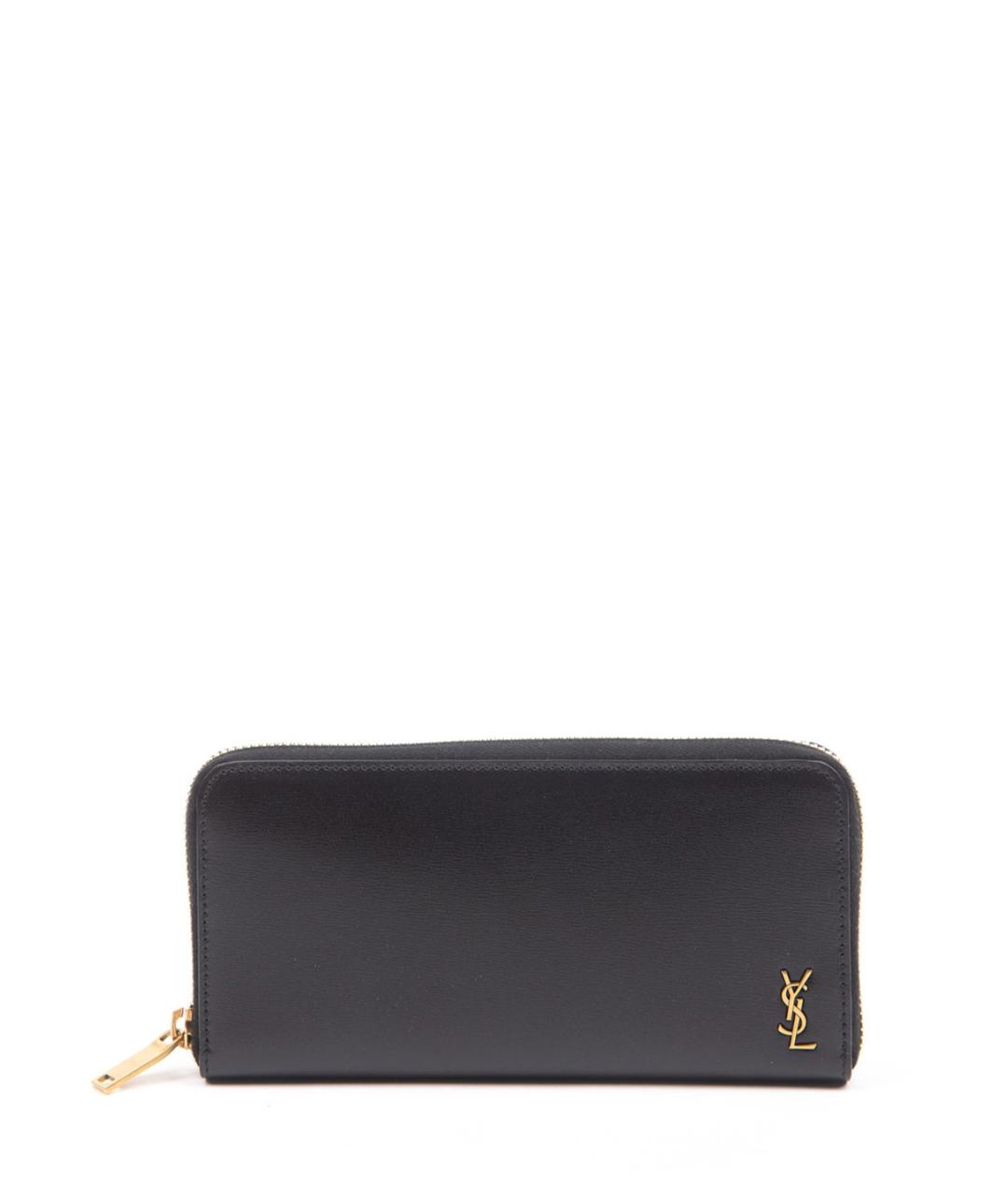 SAINT LAURENT Черный кожаный кошелек, фото 1