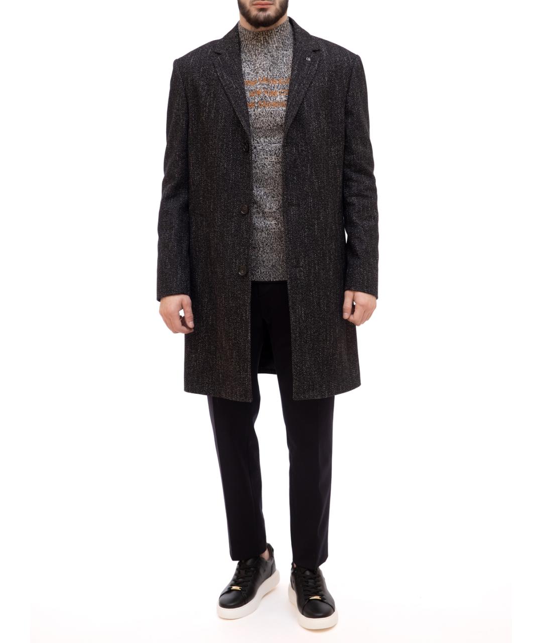 CALVIN KLEIN Серое шерстяное пальто, фото 4