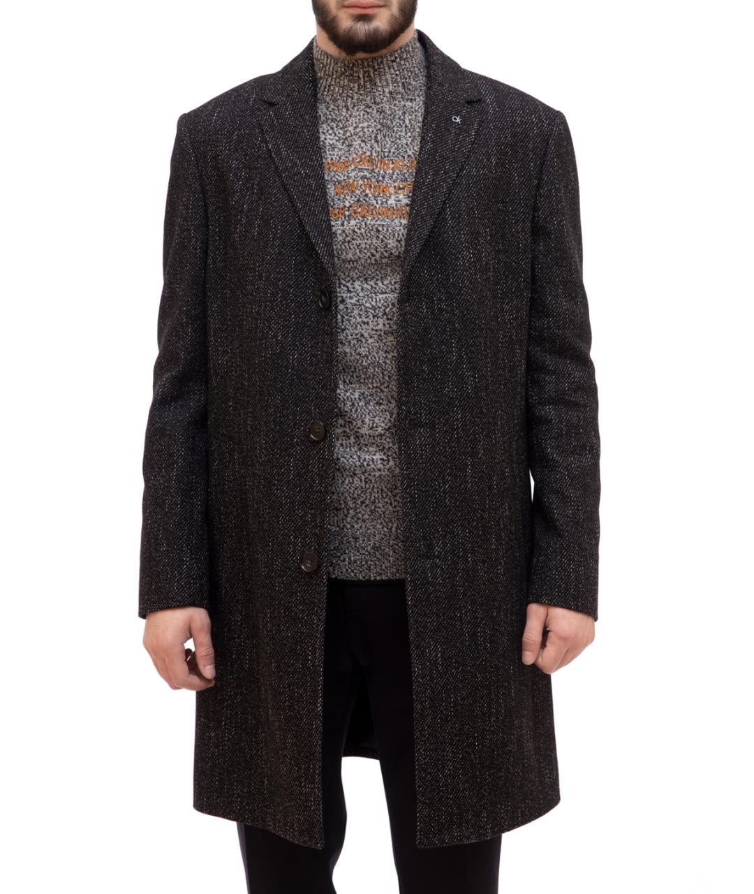 CALVIN KLEIN Серое шерстяное пальто, фото 1