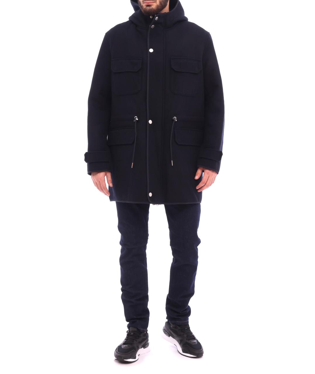 ARMANI EXCHANGE Темно-синяя шерстяная куртка, фото 5