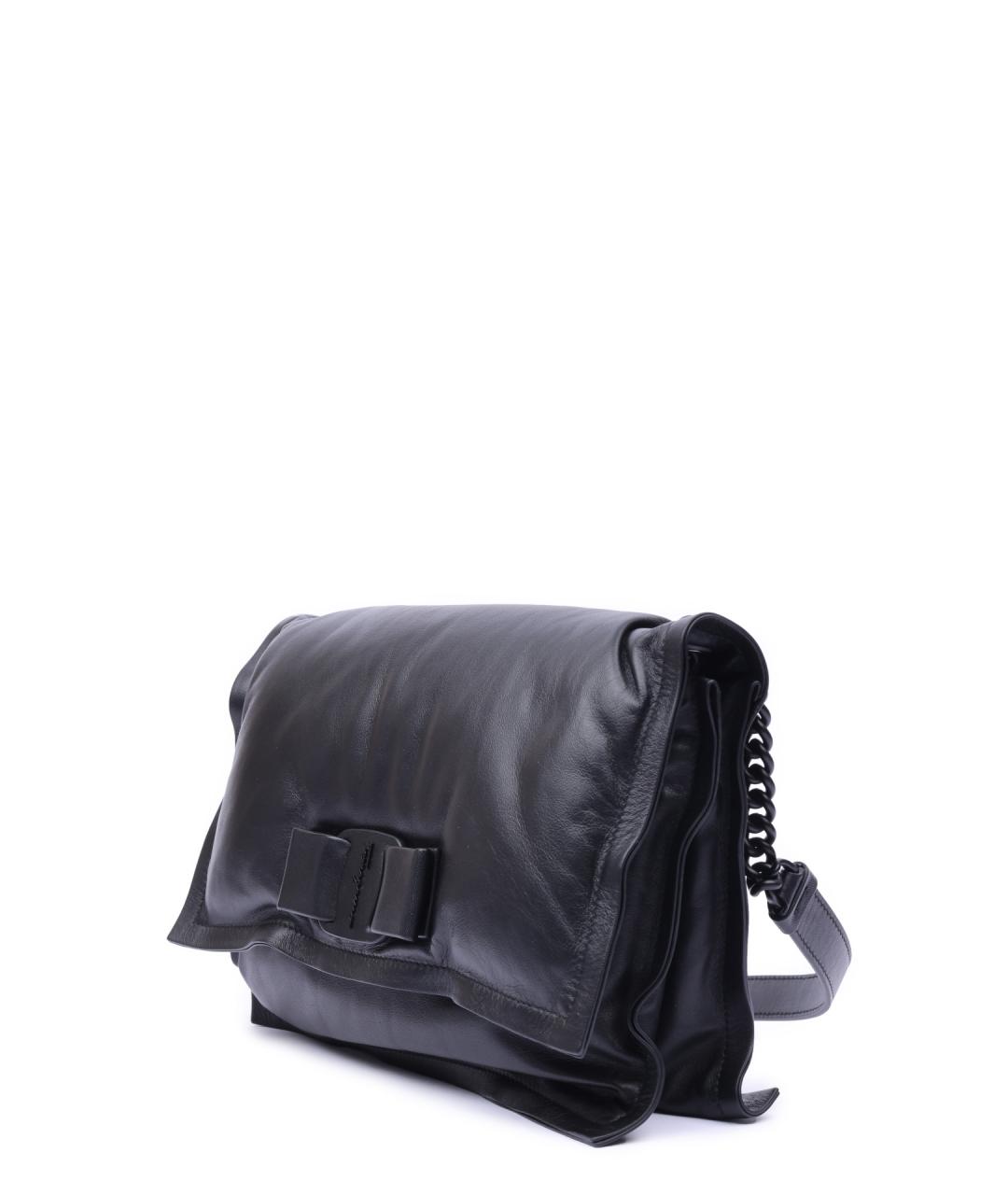 FERRAGAMO Черная кожаная сумка через плечо, фото 3