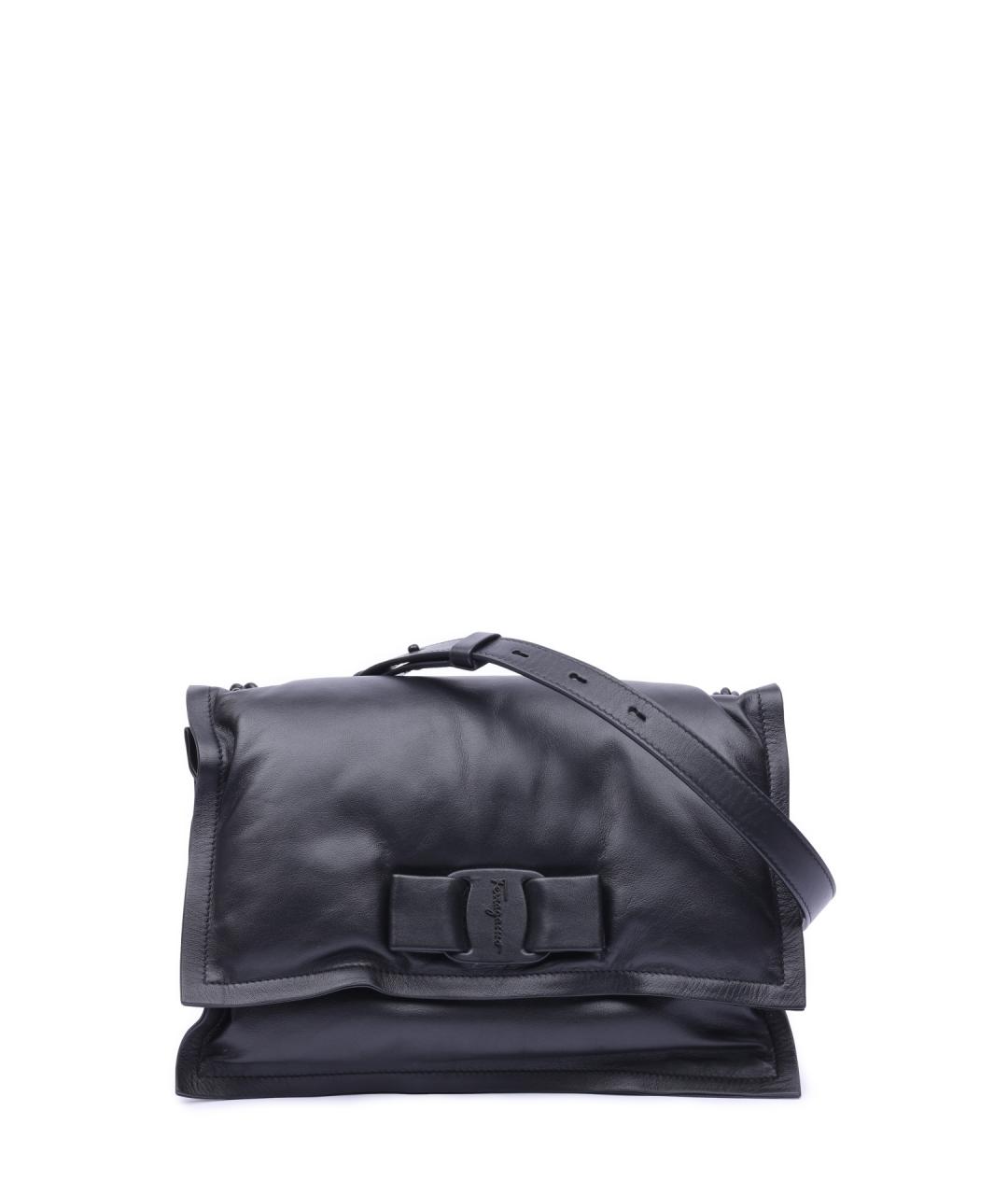 FERRAGAMO Черная кожаная сумка через плечо, фото 1