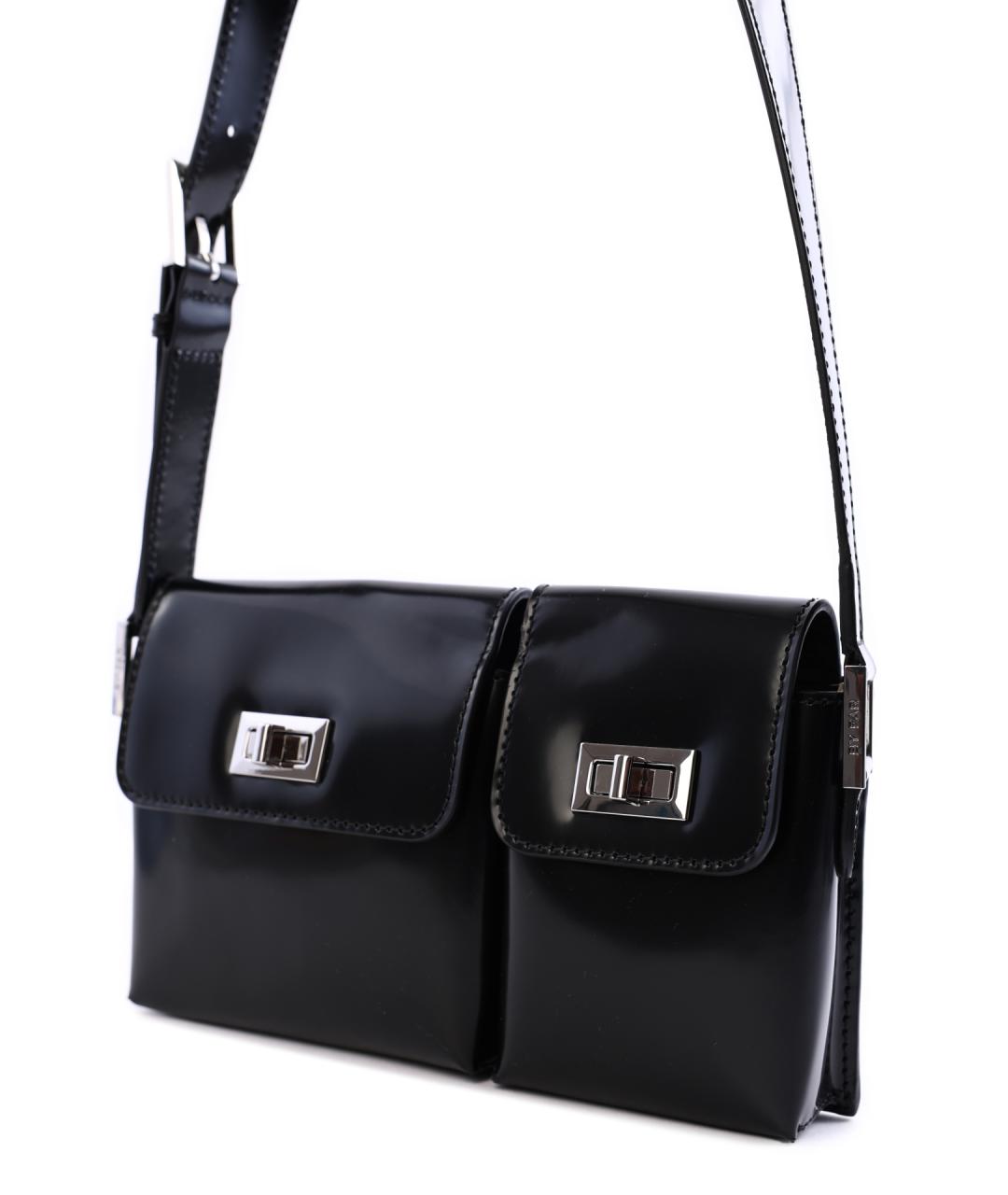 BY FAR Черная кожаная сумка через плечо, фото 3