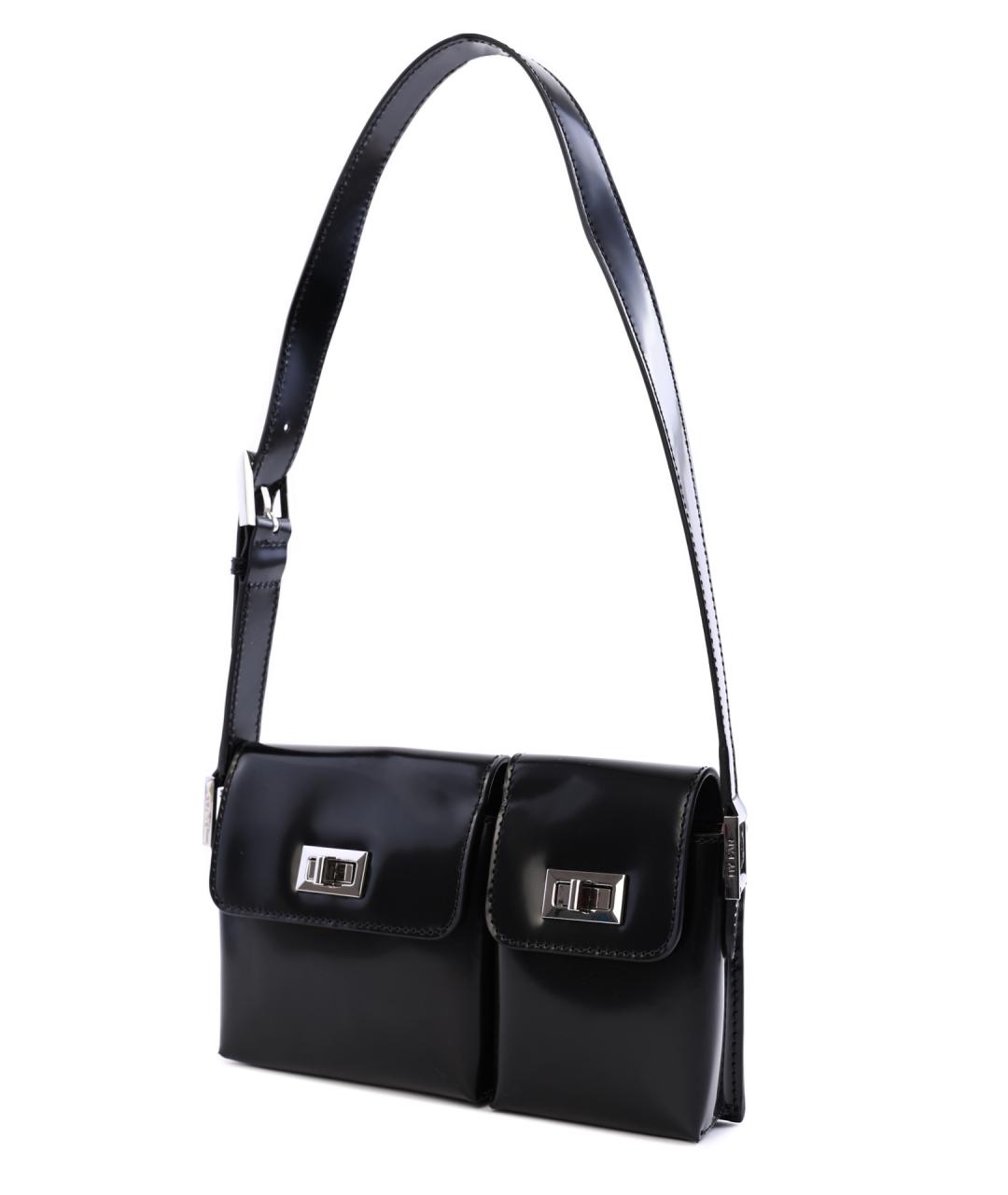 BY FAR Черная кожаная сумка через плечо, фото 5