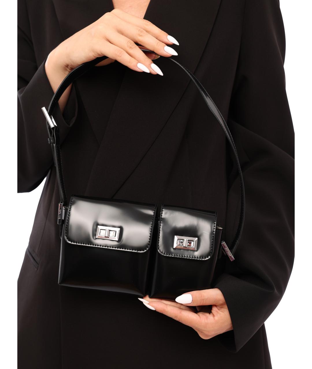 BY FAR Черная кожаная сумка через плечо, фото 2