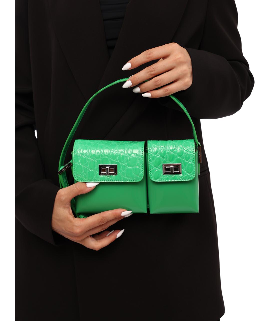 BY FAR Зеленая кожаная сумка через плечо, фото 5