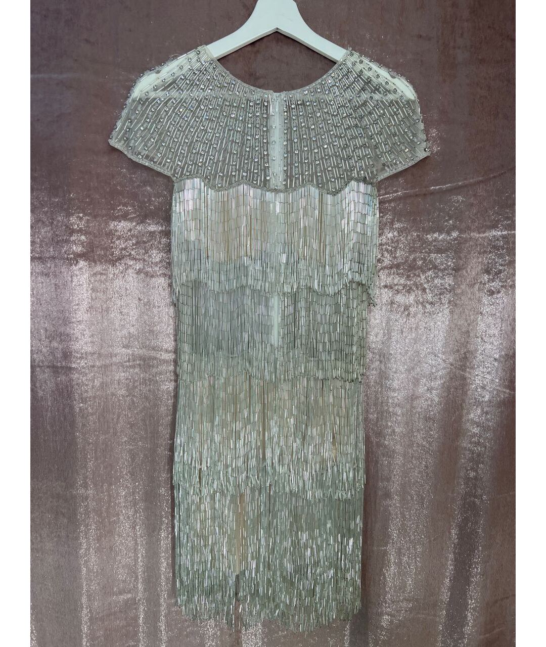 JOVANI Серебряное шелковое коктейльное платье, фото 2