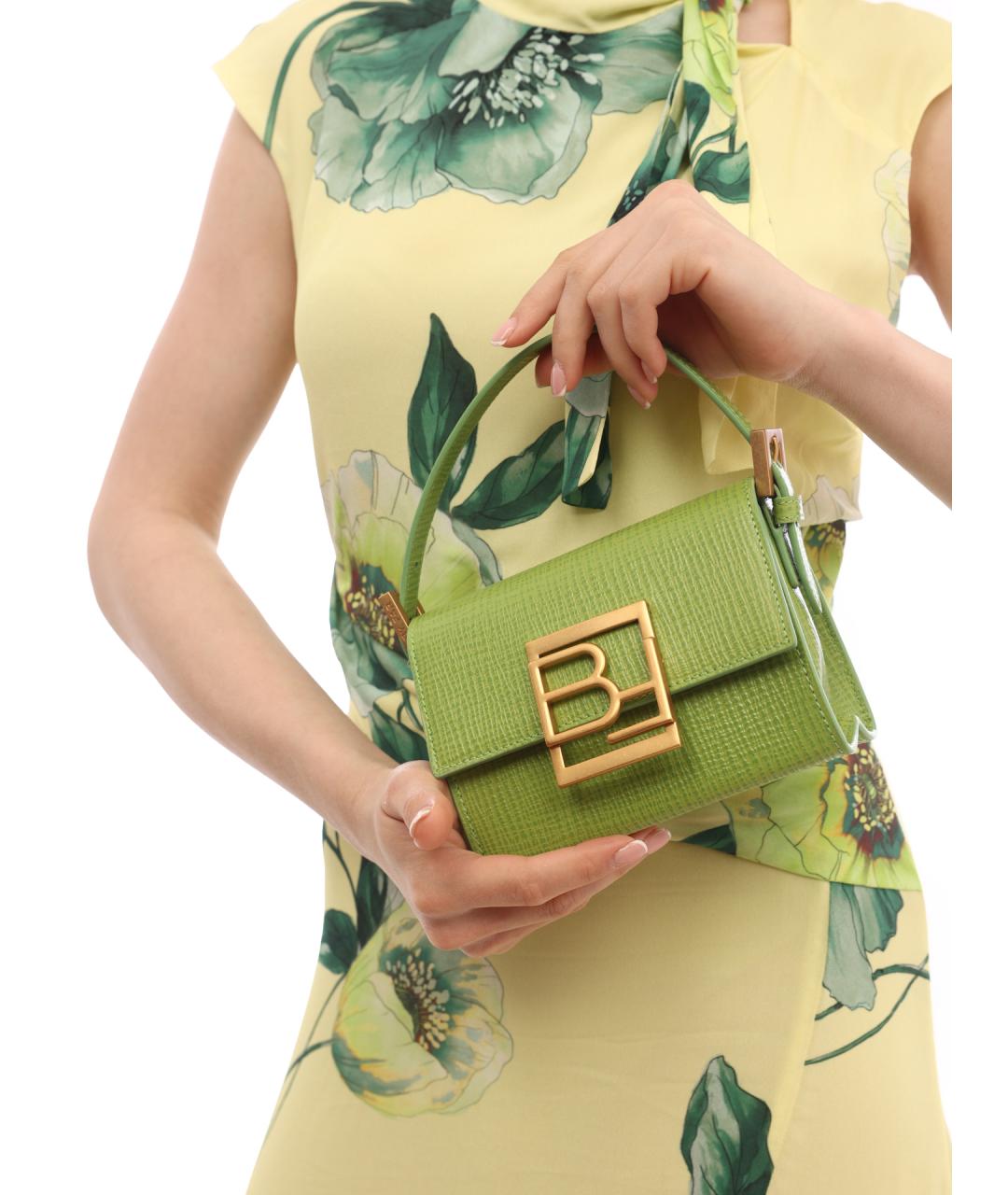 BY FAR Зеленая кожаная сумка с короткими ручками, фото 2