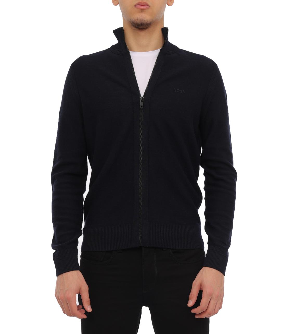 HUGO BOSS Темно-синий шерстяной кардиган, фото 1