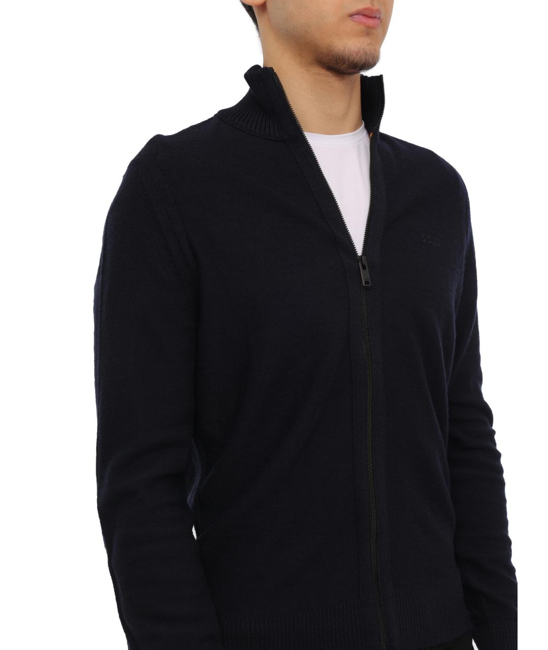 HUGO BOSS Темно-синий шерстяной кардиган, фото 4