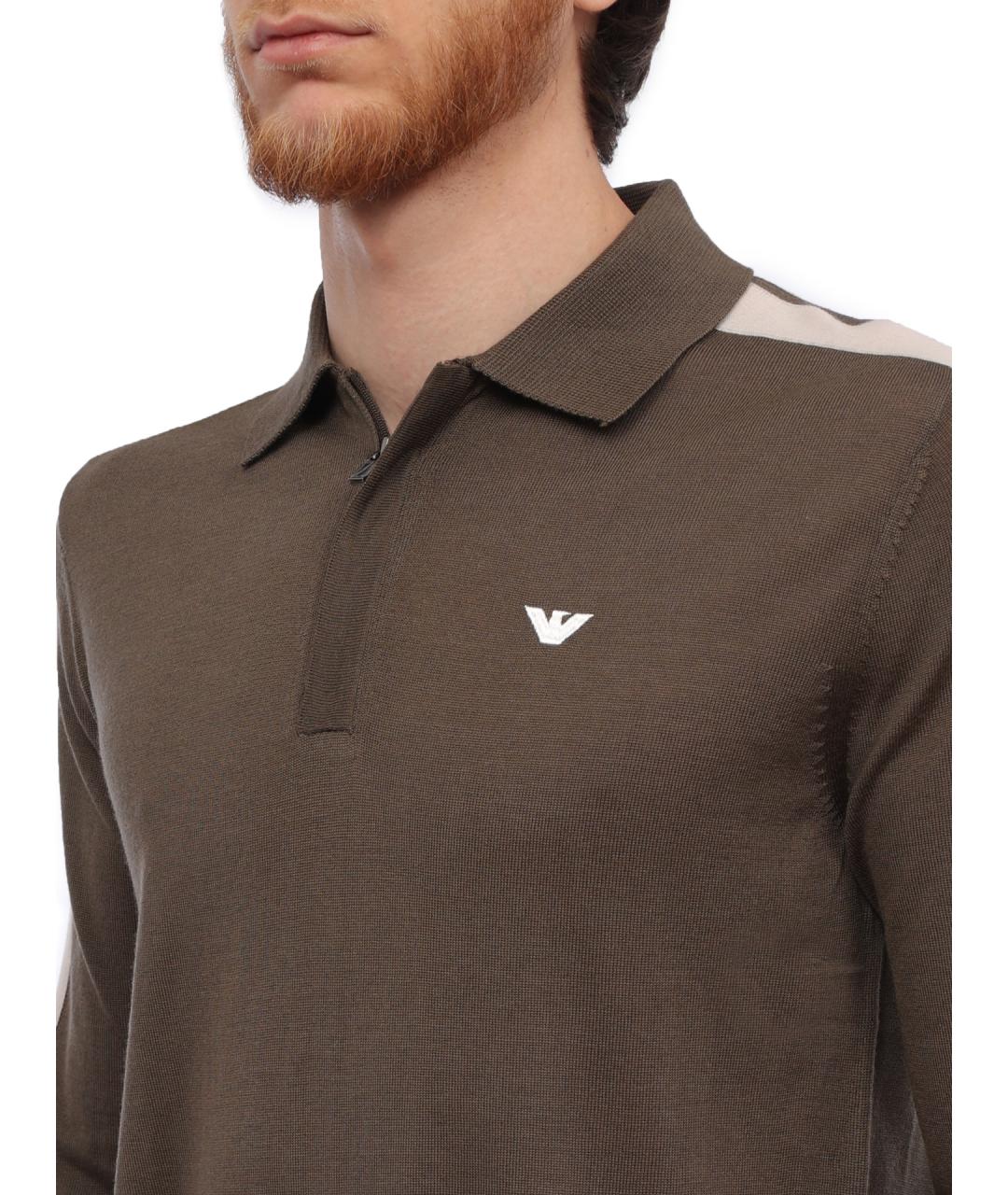 EMPORIO ARMANI Коричневый шерстяной джемпер / свитер, фото 4