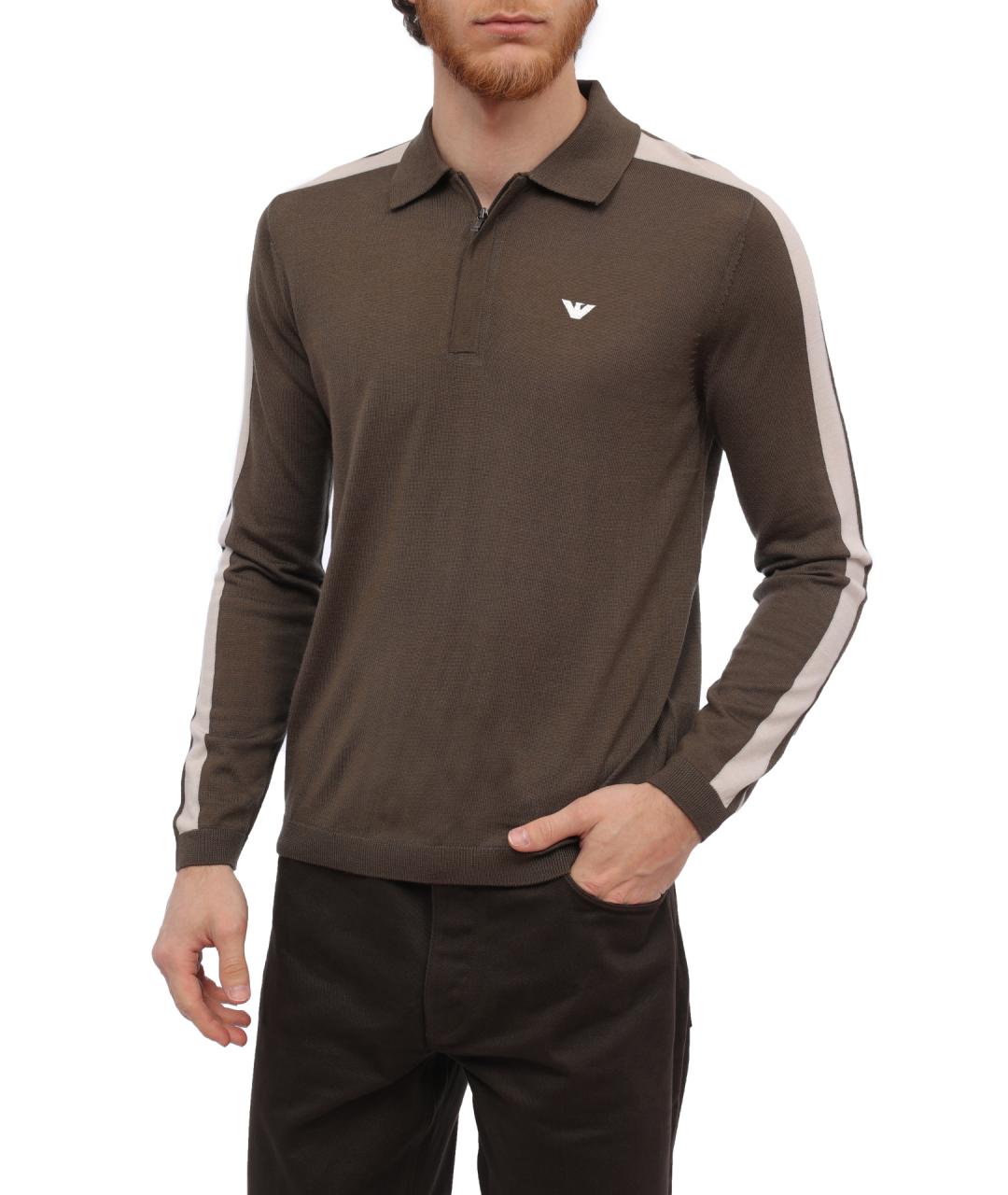 EMPORIO ARMANI Коричневый шерстяной джемпер / свитер, фото 1