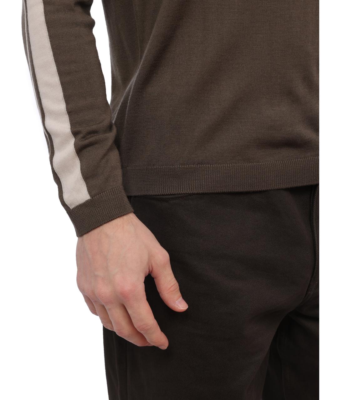 EMPORIO ARMANI Коричневый шерстяной джемпер / свитер, фото 6