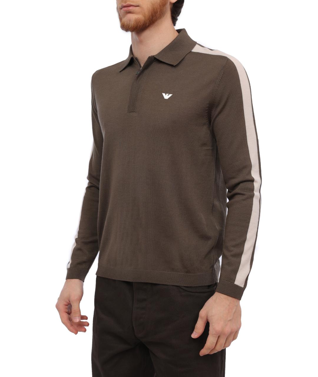 EMPORIO ARMANI Коричневый шерстяной джемпер / свитер, фото 3