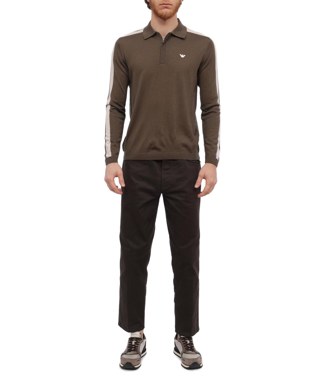 EMPORIO ARMANI Коричневый шерстяной джемпер / свитер, фото 2