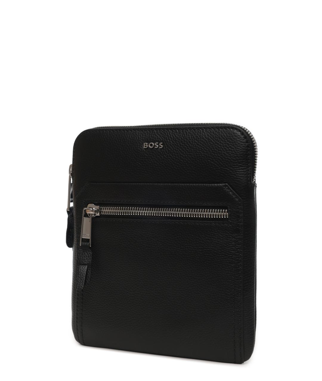 HUGO BOSS Черная кожаная сумка на плечо, фото 2