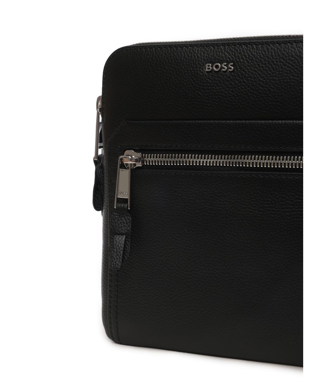 HUGO BOSS Черная кожаная сумка на плечо, фото 4