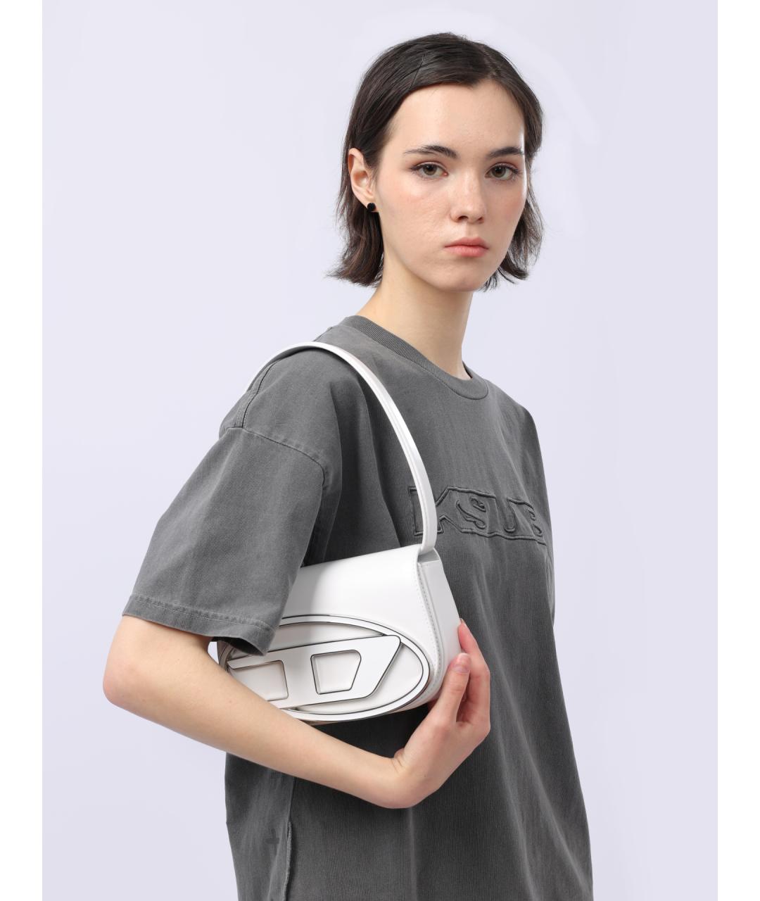 DIESEL Белая кожаная сумка через плечо, фото 2