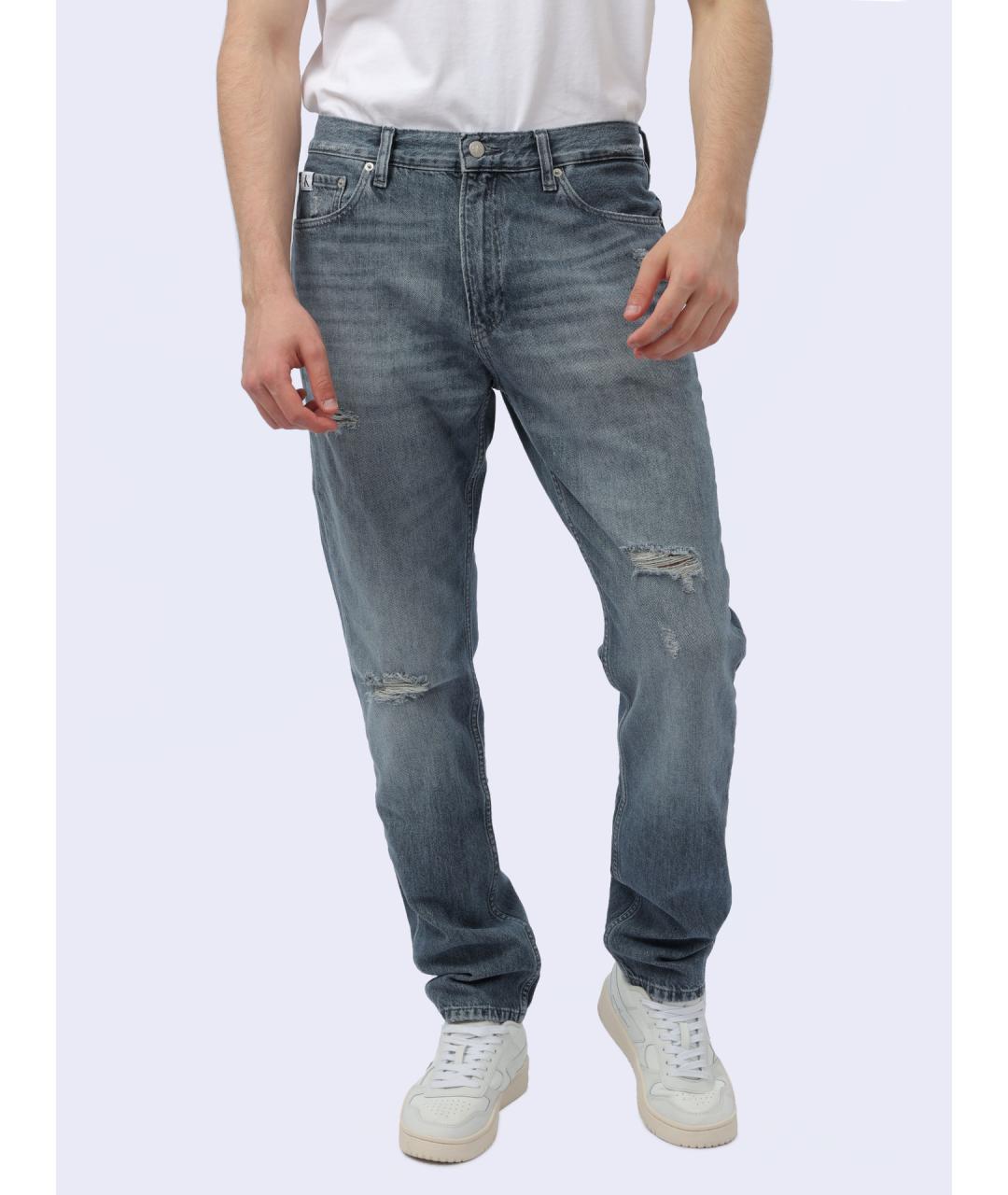 CALVIN KLEIN Голубые хлопковые прямые джинсы, фото 7