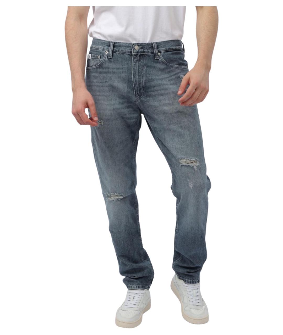 CALVIN KLEIN Голубые хлопковые прямые джинсы, фото 1