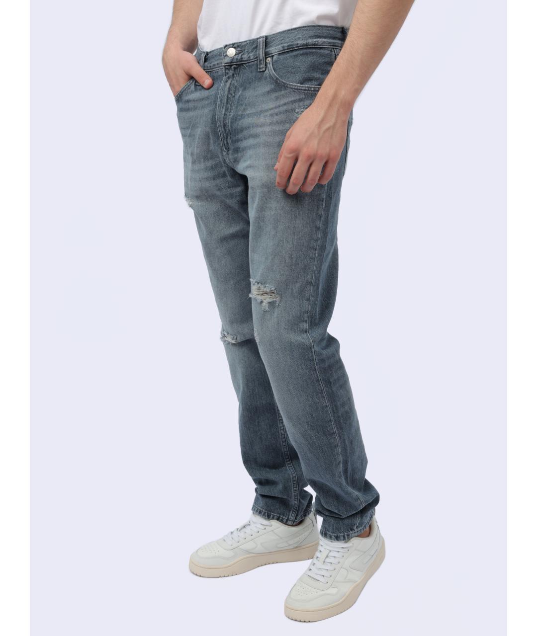CALVIN KLEIN Голубые хлопковые прямые джинсы, фото 3