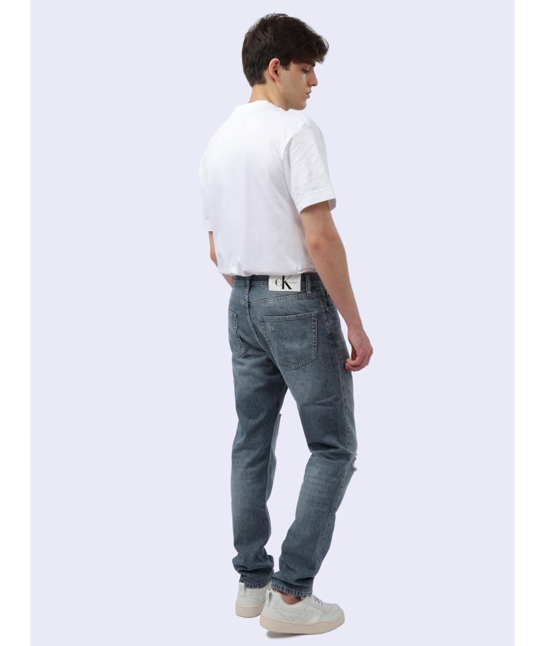 CALVIN KLEIN Голубые хлопковые прямые джинсы, фото 6